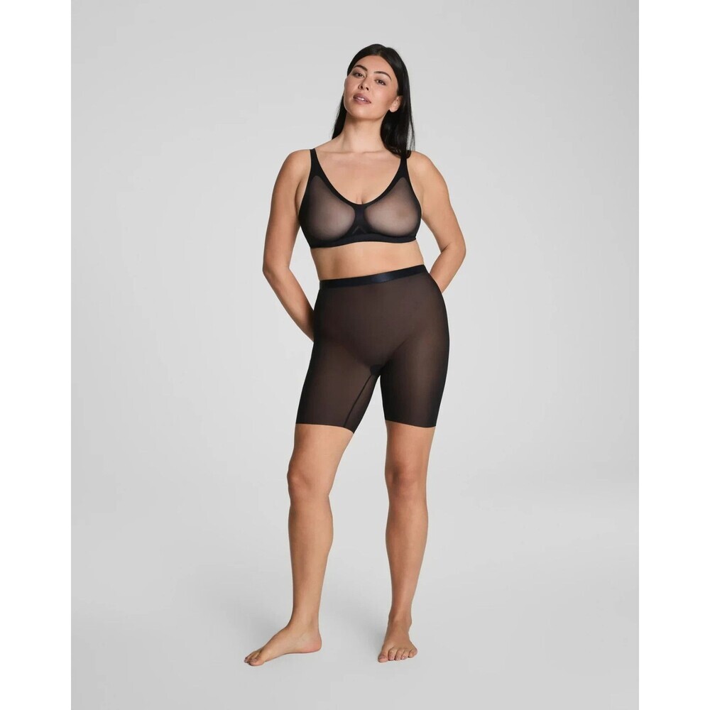 NWT Spanx Supersmooth SheerSense Mid-Thigh Short Very Black Women's Medium M $58